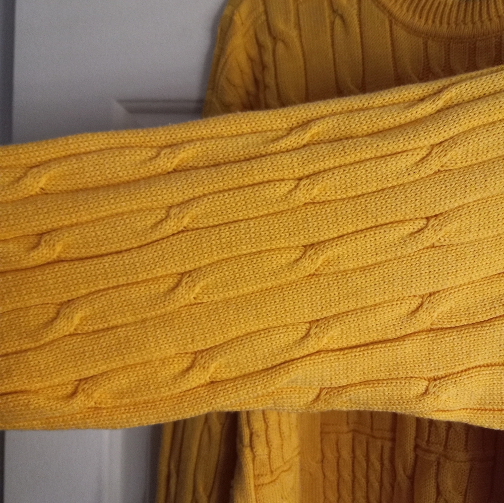 Roundtree & Yorke Collection Yellow Cable Knit Sweater Men's XL - Picture 13 of 15
